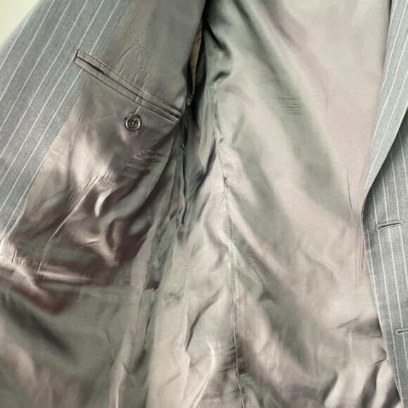 Lauren Ralph Lauren Sport Coat Mens 42R Stripe Gray Blazer Suit Jacket 100% Wool - Picture 6 of 11